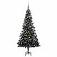 Vidaxl kunstkerstboom met verlichting en kerstballen 210 cm pvc zwart