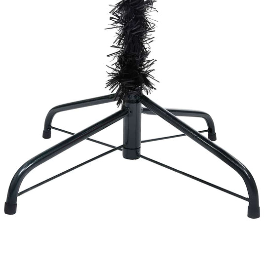 Vidaxl kunstkerstboom met verlichting en kerstballen 210 cm pvc zwart