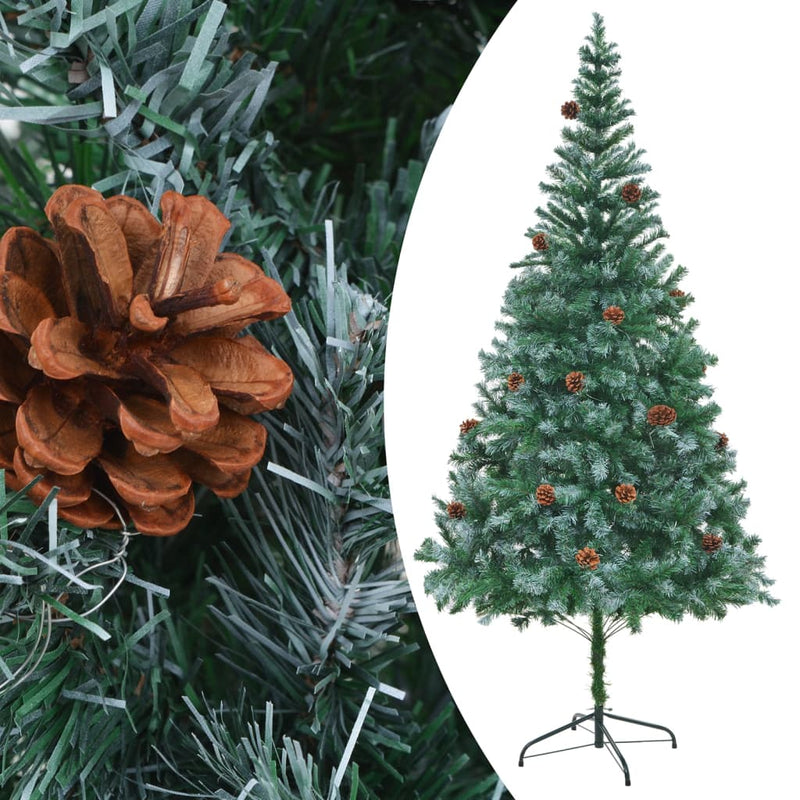 Load image into Gallery viewer, Vidaxl kunstkerstboom met verlichting kerstballen dennenappels 210 cm
