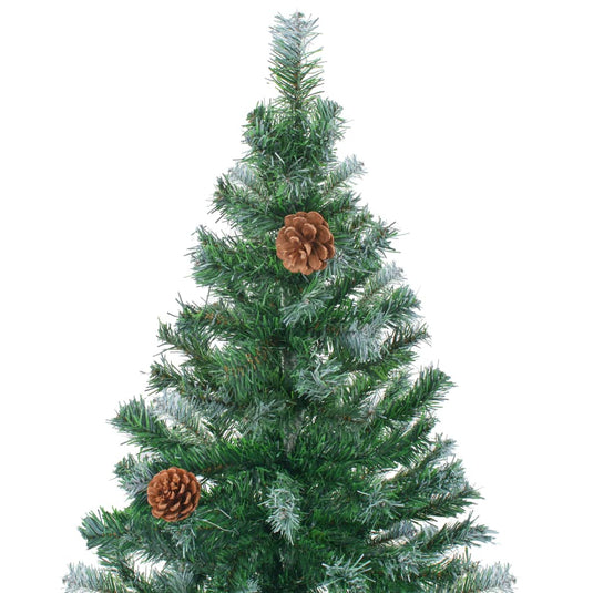 Vidaxl kunstkerstboom met verlichting kerstballen dennenappels 210 cm