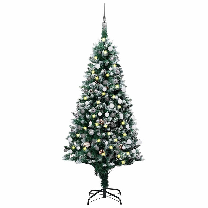 Load image into Gallery viewer, Vidaxl kunstkerstboom met led en kerstballen en dennenappels 180 cm
