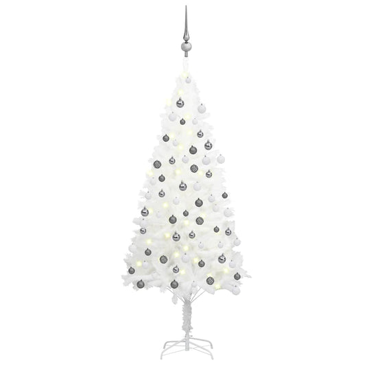 Vidaxl kunstkerstboom met verlichting en kerstballen 120 cm wit