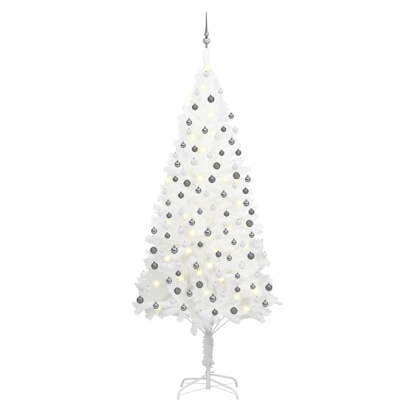 Load image into Gallery viewer, Vidaxl kunstkerstboom met verlichting en kerstballen 240 cm wit
