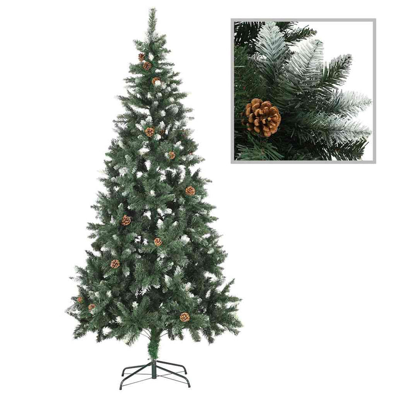 Load image into Gallery viewer, Vidaxl kunstkerstboom met verlichting en dennenappels 210 cm
