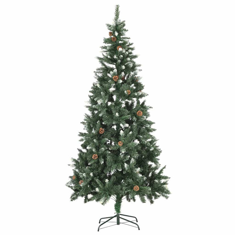 Load image into Gallery viewer, Vidaxl kunstkerstboom met verlichting en dennenappels 210 cm

