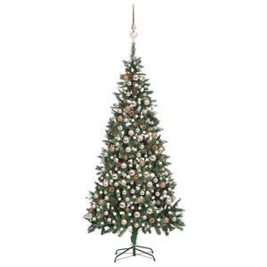 Vidaxl kunstkerstboom met verlichting kerstballen dennenappels 210 cm