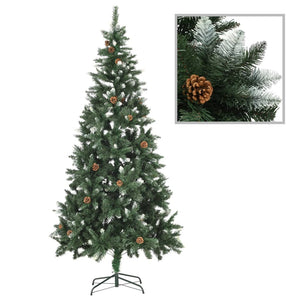 Vidaxl kunstkerstboom met verlichting kerstballen dennenappels 210 cm