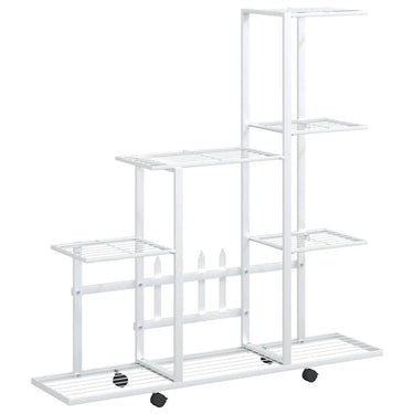 Vidaxl bloemenstandaard met wielen 94,5x25x92,5 cm metaal wit