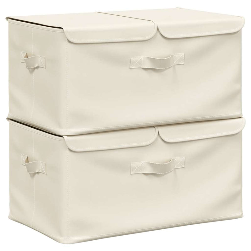 Load image into Gallery viewer, Vidaxl opbergboxen 2 st 50x30x25 cm stof crèmekleurig
