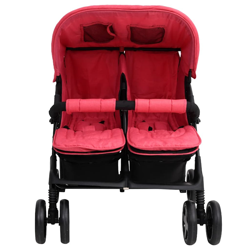 Load image into Gallery viewer, Vidaxl tweelingkinderwagen staal rood
