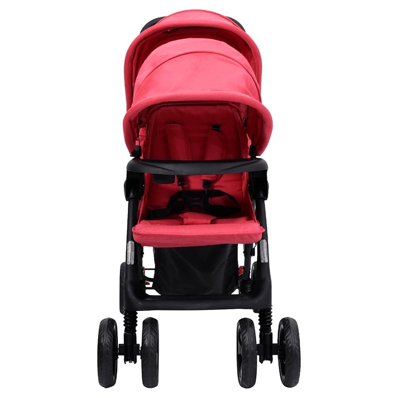 Load image into Gallery viewer, Vidaxl tweelingkinderwagen tandem staal rood
