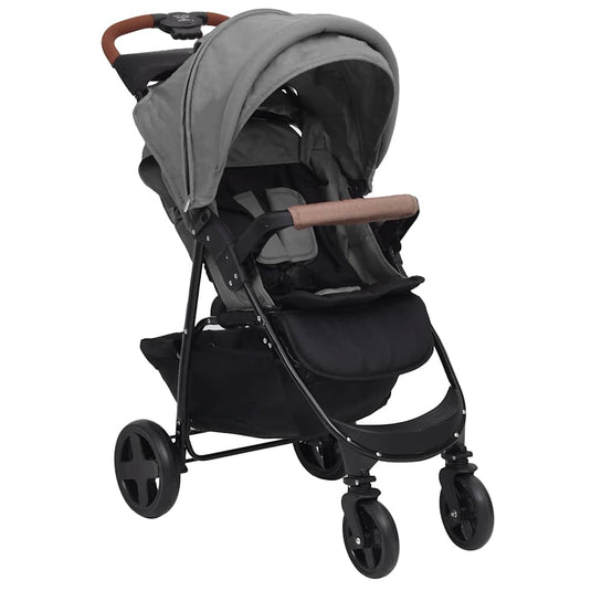 VidaXL Kinderwagen 3-in-1 staal lichtgrijs