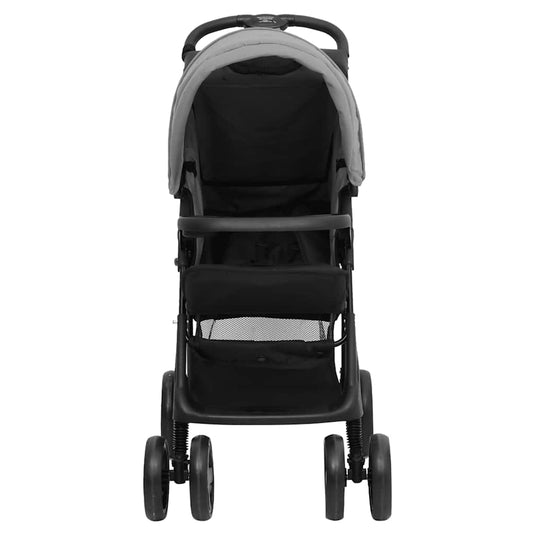 VidaXL Kinderwagen 2-in-1 staal lichtgrijs en zwart