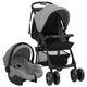 Vidaxl kinderwagen 3-in-1 staal lichtgrijs en zwart