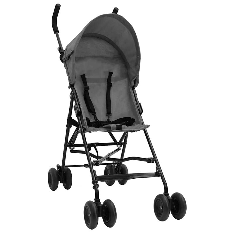 Load image into Gallery viewer, Vidaxl kinderbuggy staal lichtgrijs en zwart
