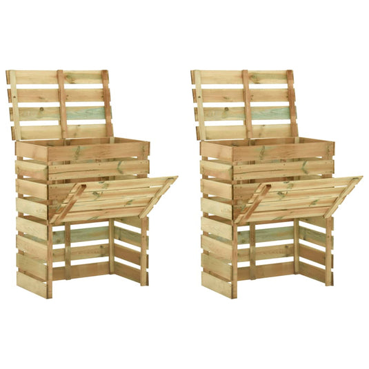 VidaXL Tuincompostbakken 2 st 80x50x100 cm geïmpregneerd grenenhout