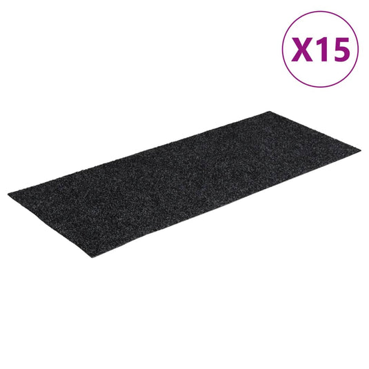 Vidaxl trapmatten zelfklevend 15 stuks 60x25 cm donkergrijs rechthoekig