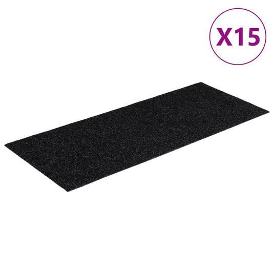 Vidaxl trapmatten zelfklevend 15 stuks 60x25 cm zwart rechthoekig