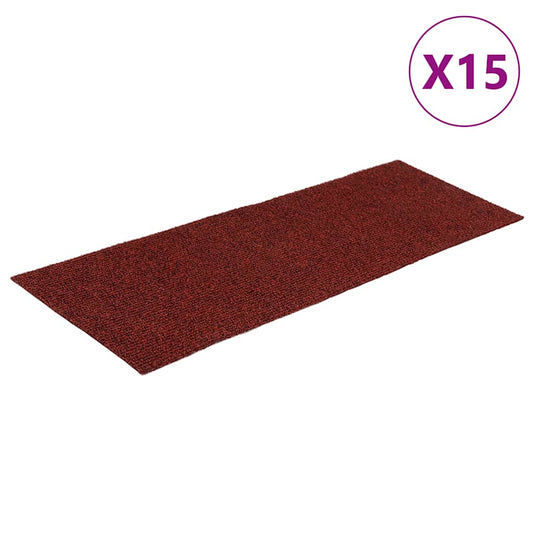 Vidaxl trapmatten zelfklevend 15 stuks 60x25 cm bordeaux rood rechthoekig