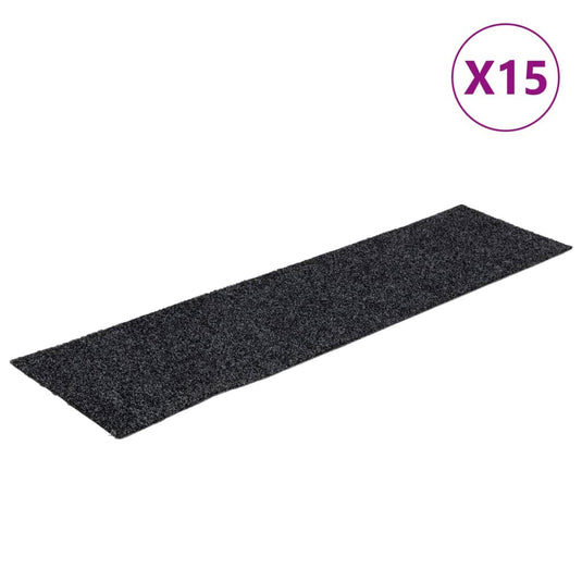 Vidaxl trapmatten zelfklevend 15 stuks 76x20 cm grijs rechthoekig