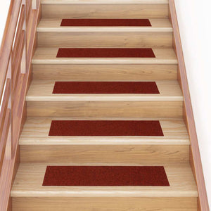 Vidaxl trapmatten zelfklevend 15 stuks 76x20 cm bordeaux rood rechthoekig
