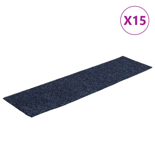 Vidaxl trapmatten zelfklevend 15 stuks 76x20 cm grijs blauw rechthoekig