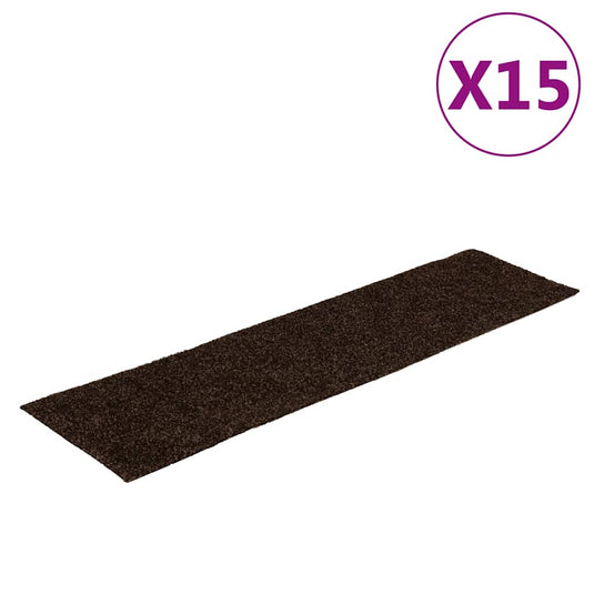 Vidaxl trapmatten zelfklevend 15 stuks 76x20 cm bruin rechthoekig