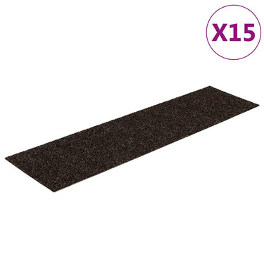 Vidaxl trapmatten zelfklevend 15 stuks 76x20 cm donkerbruin rechthoekig