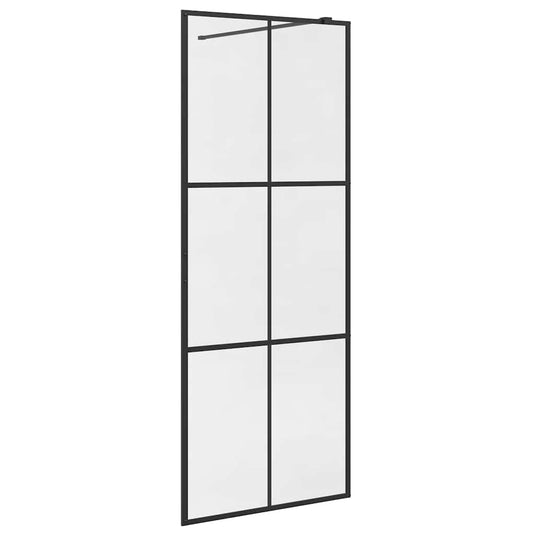 VidaXL Inloopdouchewand 80x195 cm ESG-glas transparant en zwart