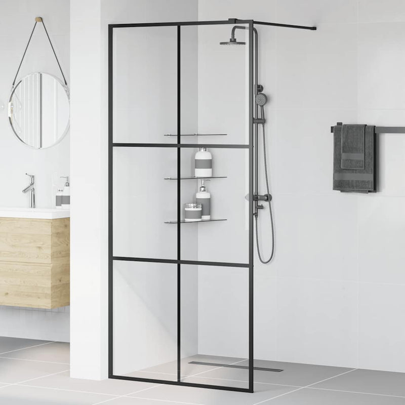 Load image into Gallery viewer, Vidaxl inloopdouchewand 90x195 cm esg-glas transparant en zwart
