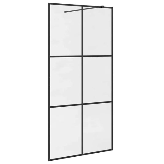 Vidaxl inloopdouchewand 100x195 cm esg-glas transparant en zwart