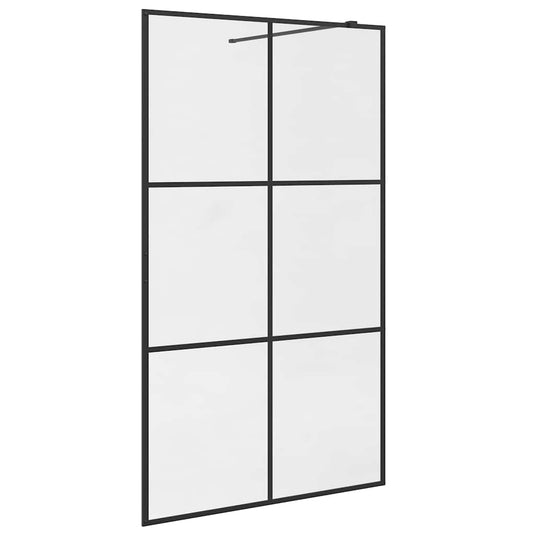 Vidaxl inloopdouchewand 115x195 cm esg-glas transparant en zwart