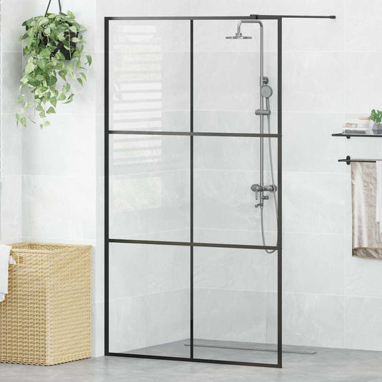 Vidaxl inloopdouchewand 115x195 cm esg-glas transparant en zwart
