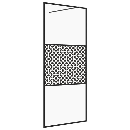 Vidaxl inloopdouchewand 100x195 cm esg-glas transparant en zwart
