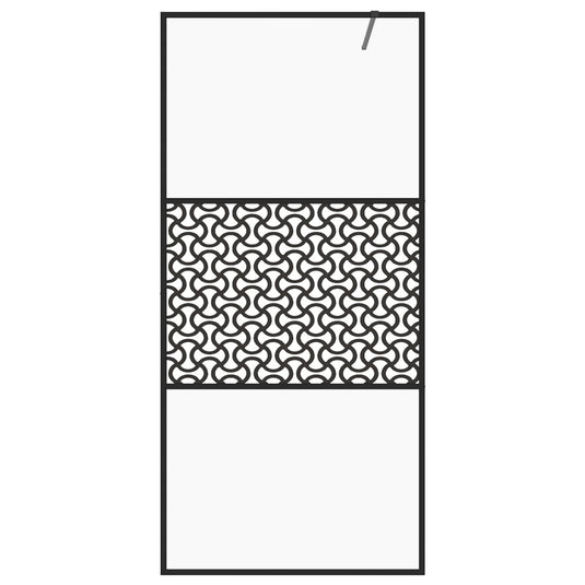 Vidaxl inloopdouchewand 100x195 cm esg-glas transparant en zwart