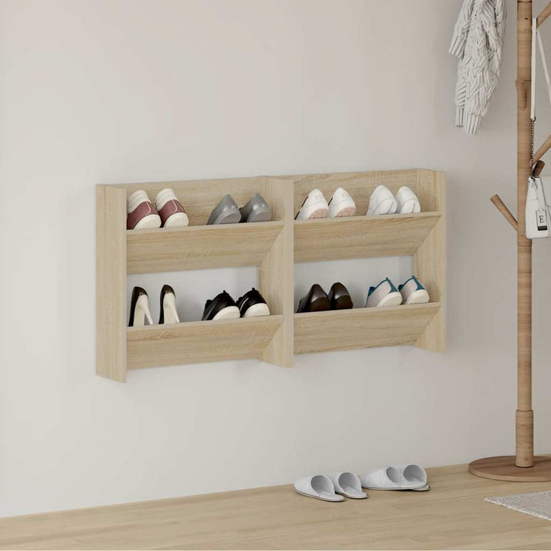 Afbeelding laden in galerijviewer, Vidaxl wandschoenenkasten 2 st 60x18x60 cm spaanplaat sonoma eiken
