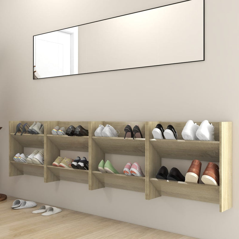 Load image into Gallery viewer, Vidaxl wandschoenenkasten 4 st 60x18x60 cm bewerkt hout sonoma eiken
