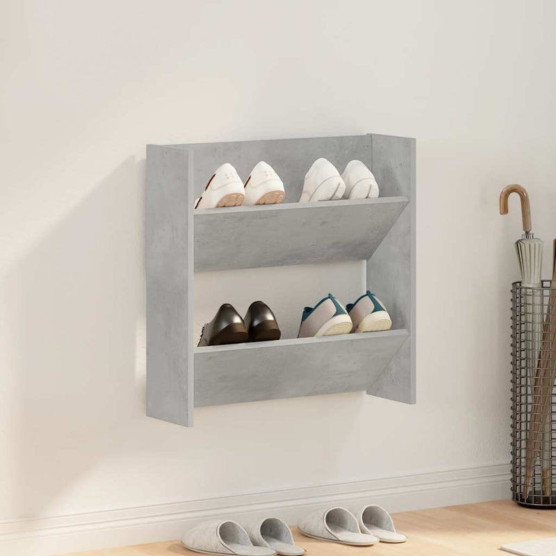 Afbeelding laden in galerijviewer, Vidaxl wandschoenenkast 60x18x60 cm spaanplaat betongrijs
