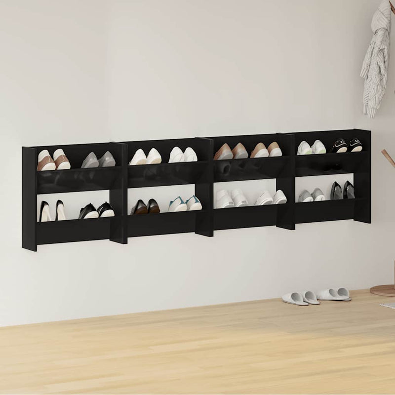 Load image into Gallery viewer, Vidaxl wandschoenenkasten 4 st 60x18x60 cm hout hoogglans zwart
