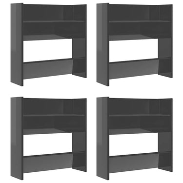 Vidaxl wandschoenenkasten 4 st 60x18x60 cm hout hoogglans grijs