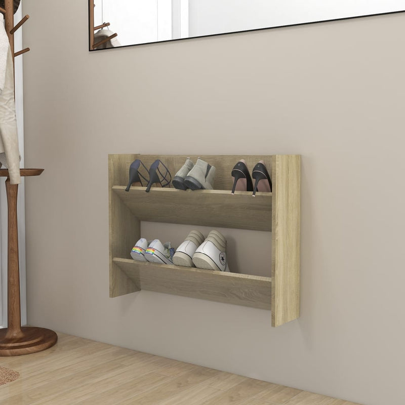 Load image into Gallery viewer, Vidaxl wandschoenenkast 80x18x60 cm bewerkt hout sonoma eikenkleurig
