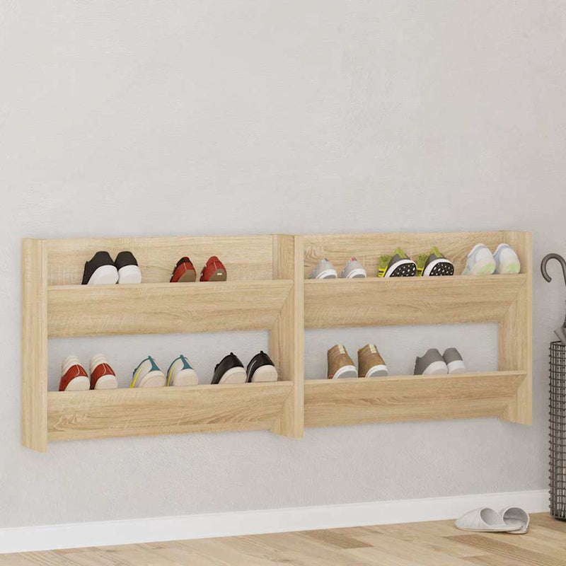 Afbeelding laden in galerijviewer, Vidaxl wandschoenenkasten 2 st 80x18x60 cm spaanplaat sonoma eiken
