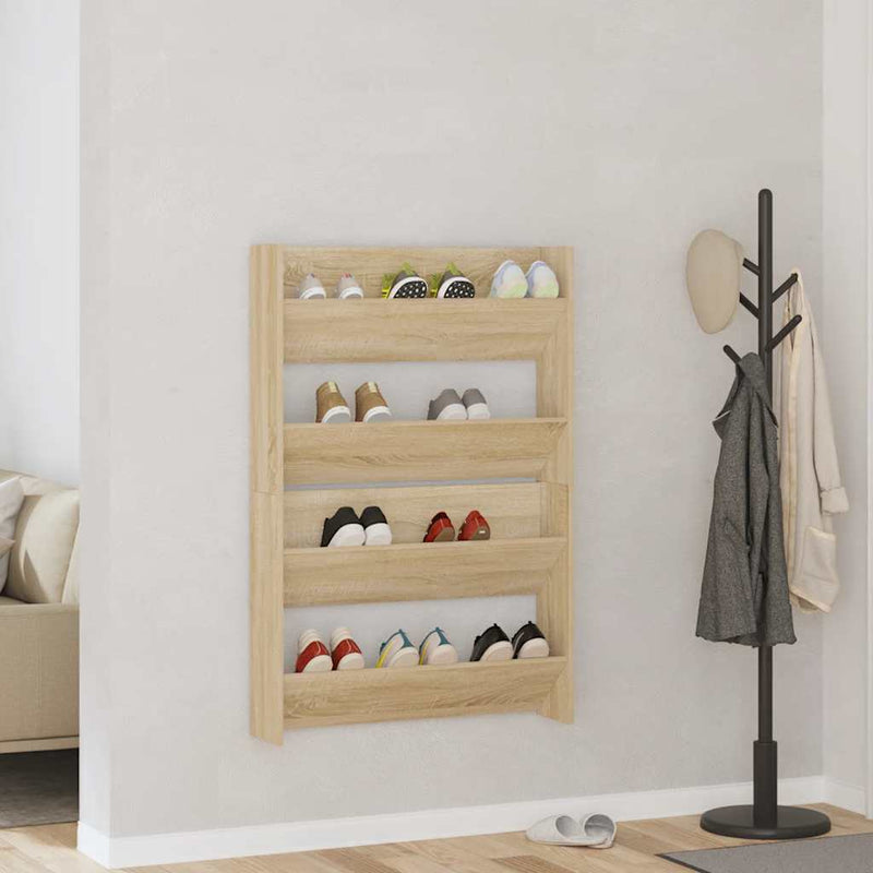 Afbeelding laden in galerijviewer, Vidaxl wandschoenenkasten 2 st 80x18x60 cm spaanplaat sonoma eiken
