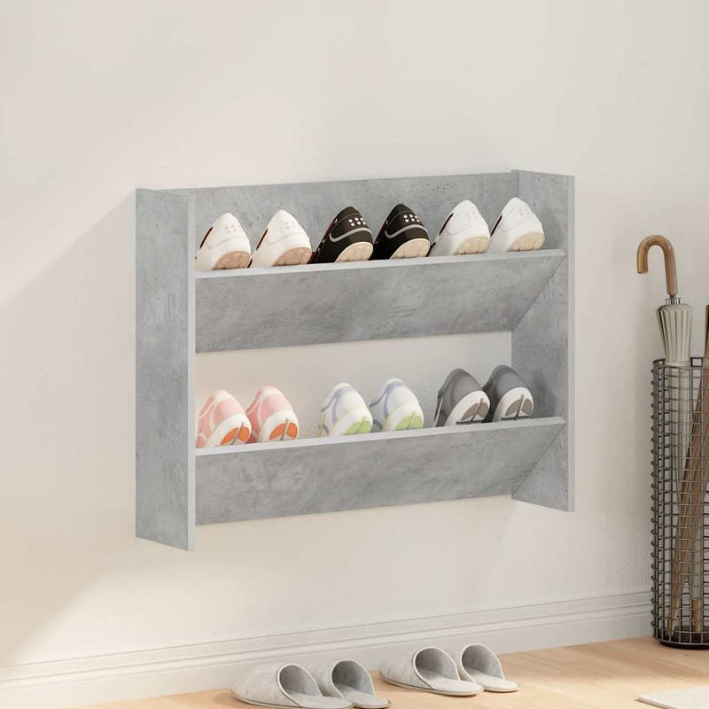 Load image into Gallery viewer, Vidaxl wandschoenenkast 80x18x60 cm bewerkt hout betongrijs

