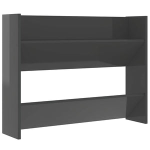 Vidaxl wandschoenenkast 80x18x60 cm bewerkt hout hoogglans grijs
