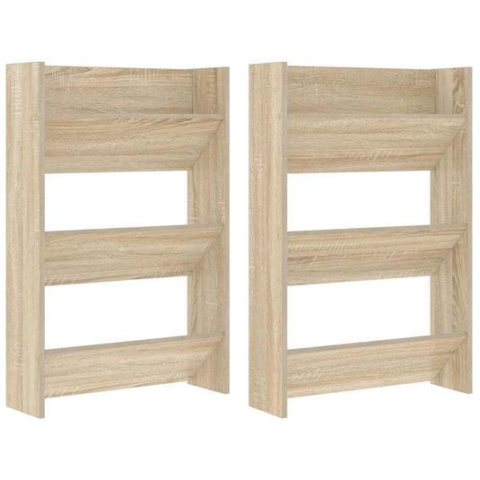 Vidaxl wandschoenenkasten 2 st 60x18x90 cm spaanplaat sonoma eiken