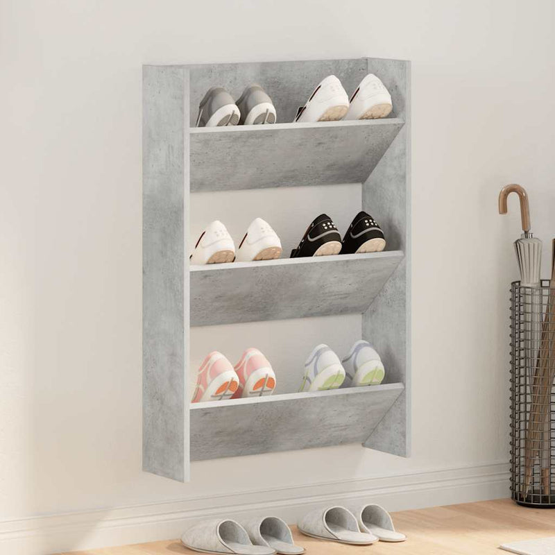 Afbeelding laden in galerijviewer, Vidaxl wandschoenenkast 60x18x90 cm spaanplaat betongrijs

