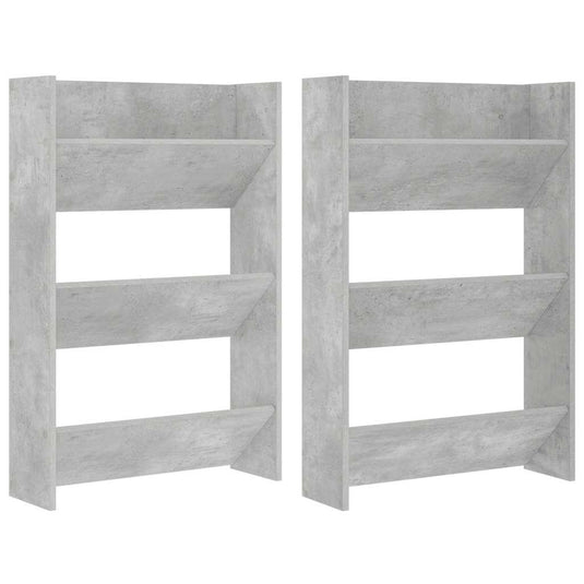 Vidaxl wandschoenenkasten 2 st 60x18x90 cm spaanplaat betongrijs