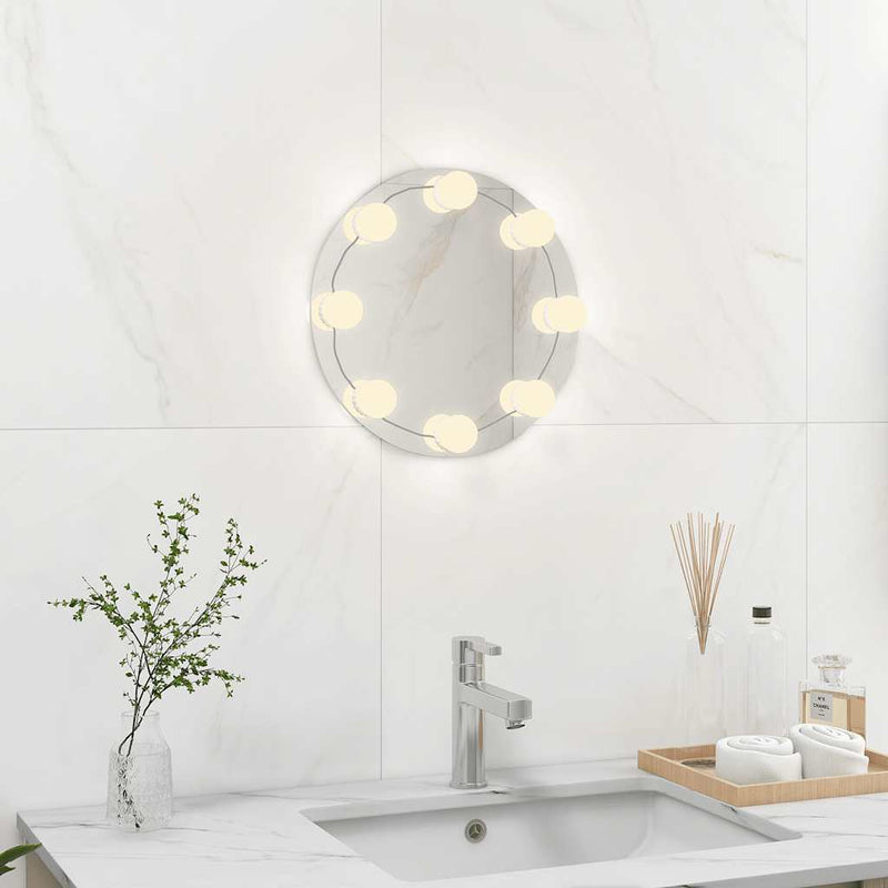 Load image into Gallery viewer, Vidaxl wandspiegel zonder lijst met led-lampen rond glas
