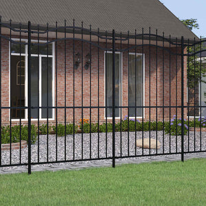 Vidaxl tuinhek met speerpunt zwart 239x175 cm gepoedercoat staal